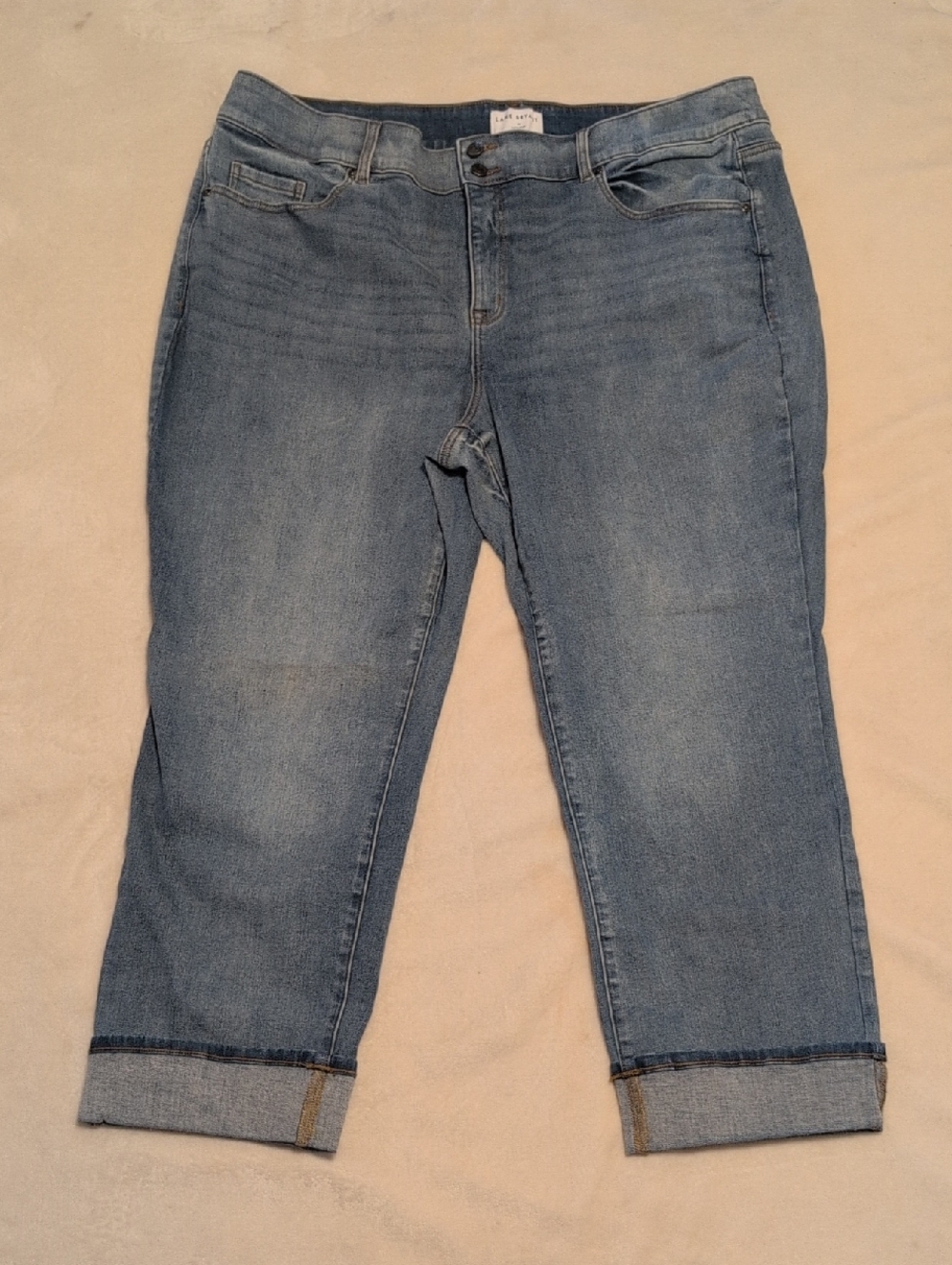 Lane Bryant Woman's Light Blue Jeans with Cuffed Hems Size 24